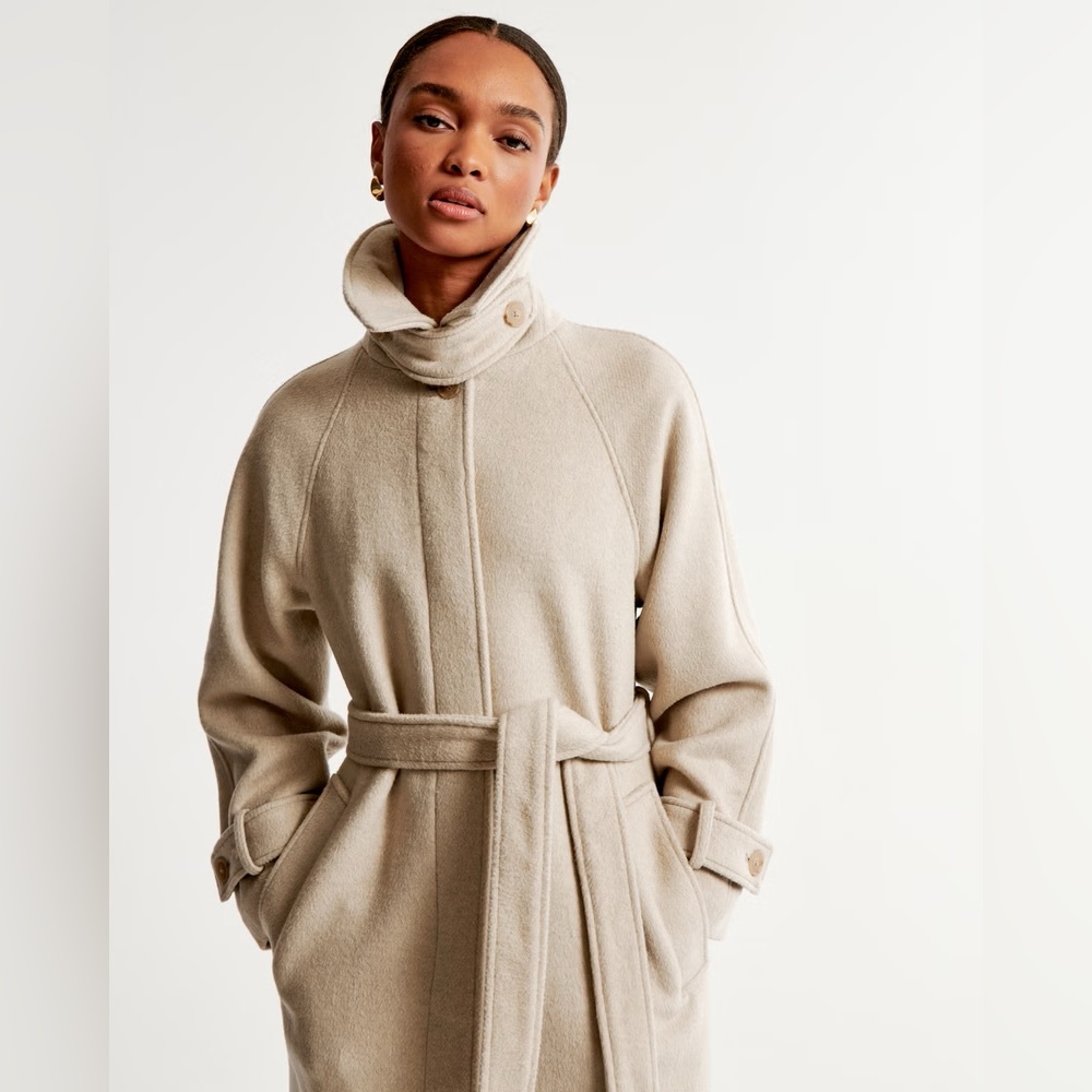 Abercrombie Wool-Blend Funnel Neck Coat
